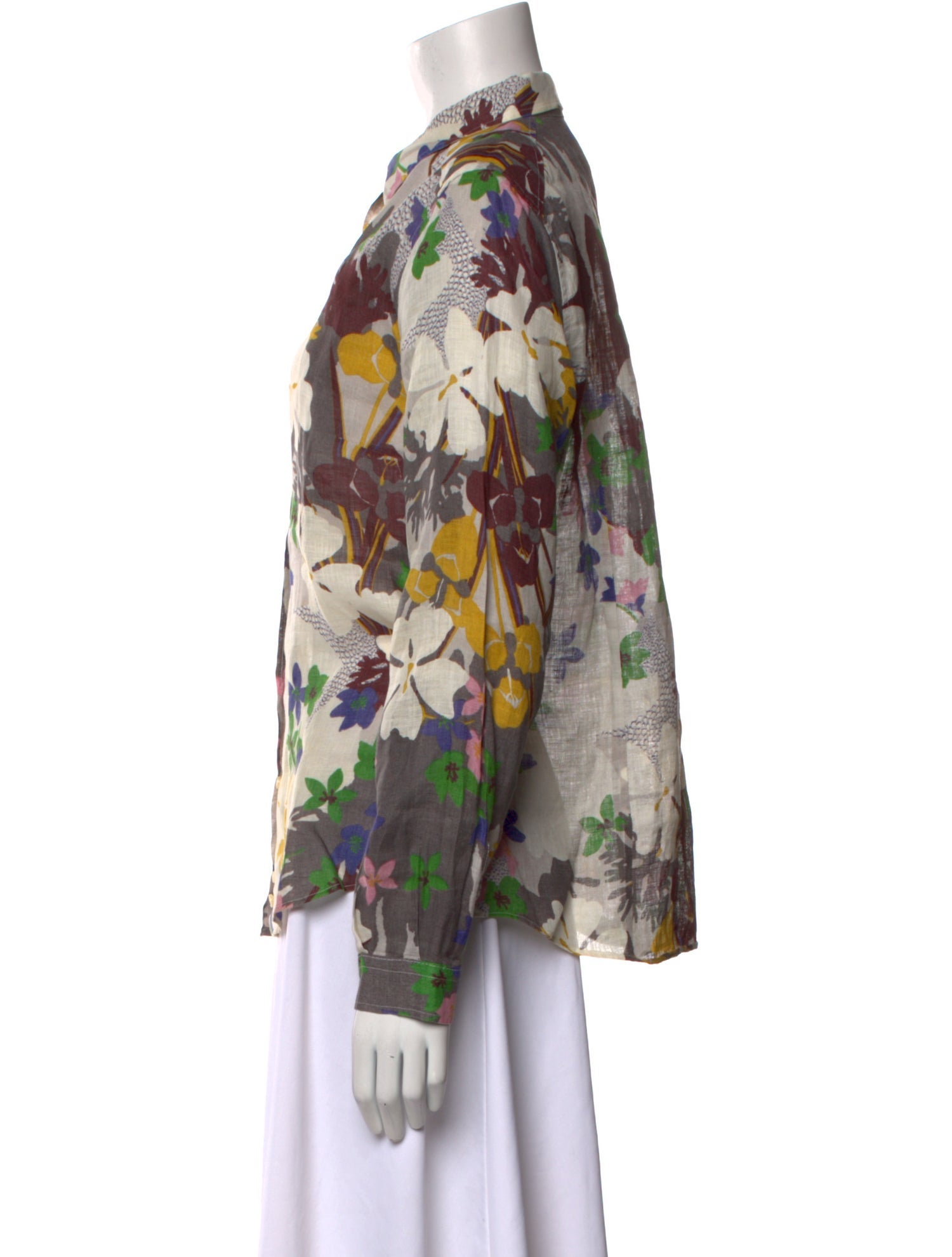 Etro Floral Print Long Sleeve Button-Up Top