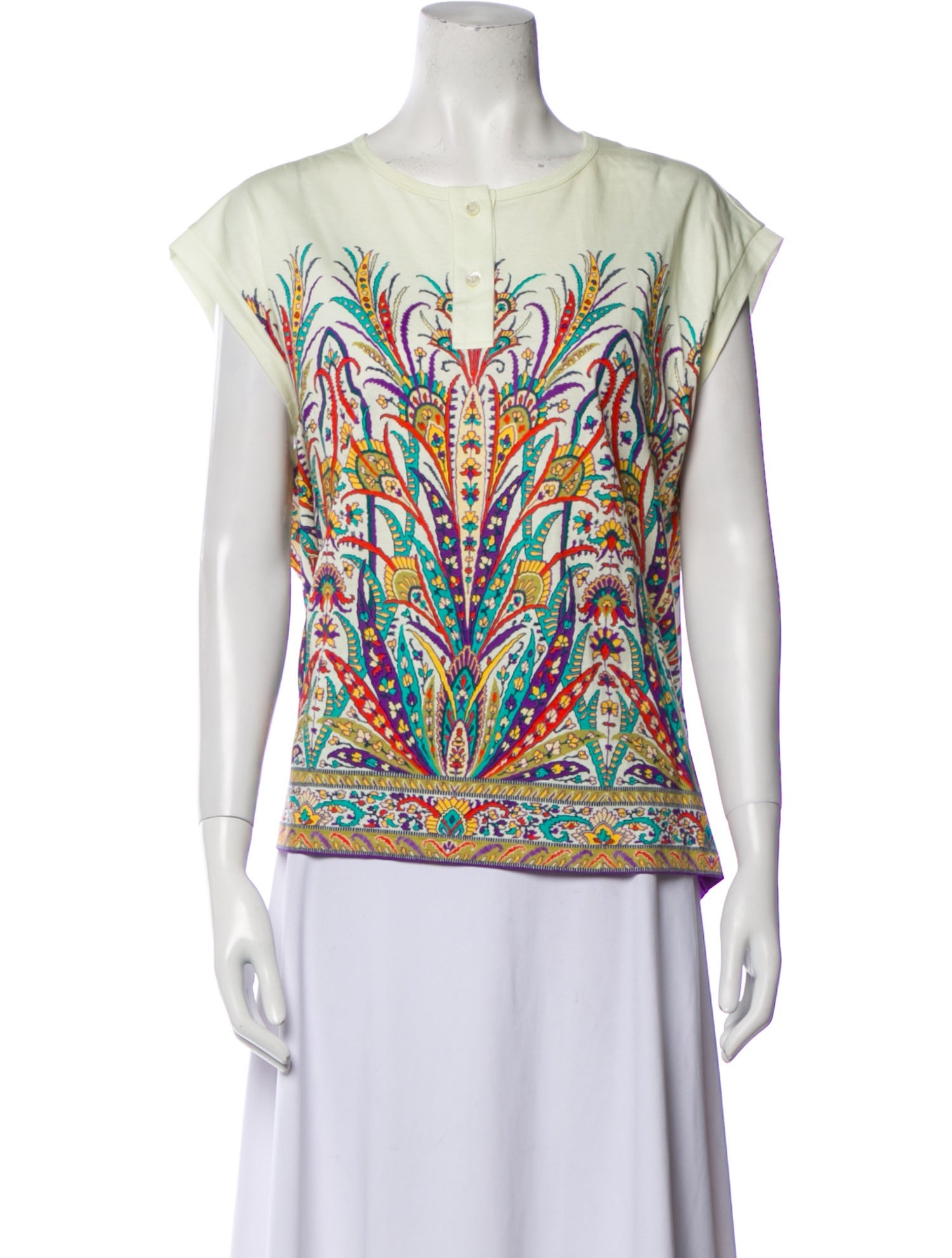 Etro Printed Bateau Neckline T-Shirt