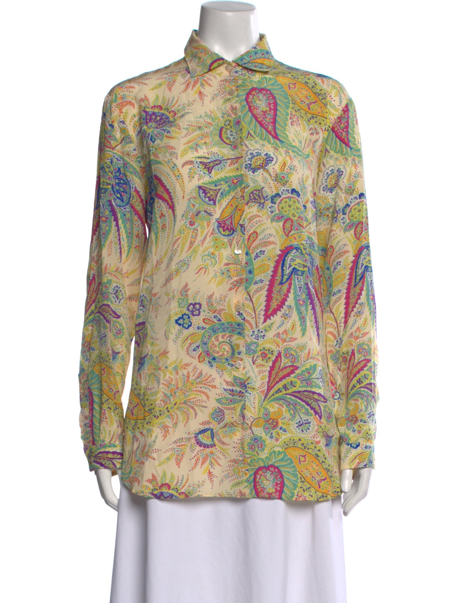 Etro Silk Paisley Print Button-Up Top