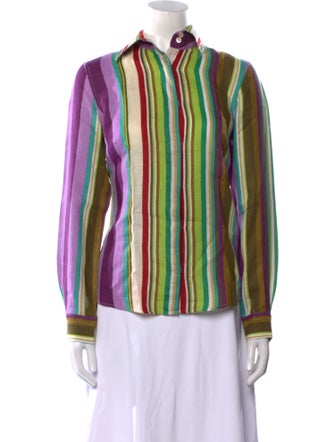 Etro Striped Long Sleeve Button-Up Top