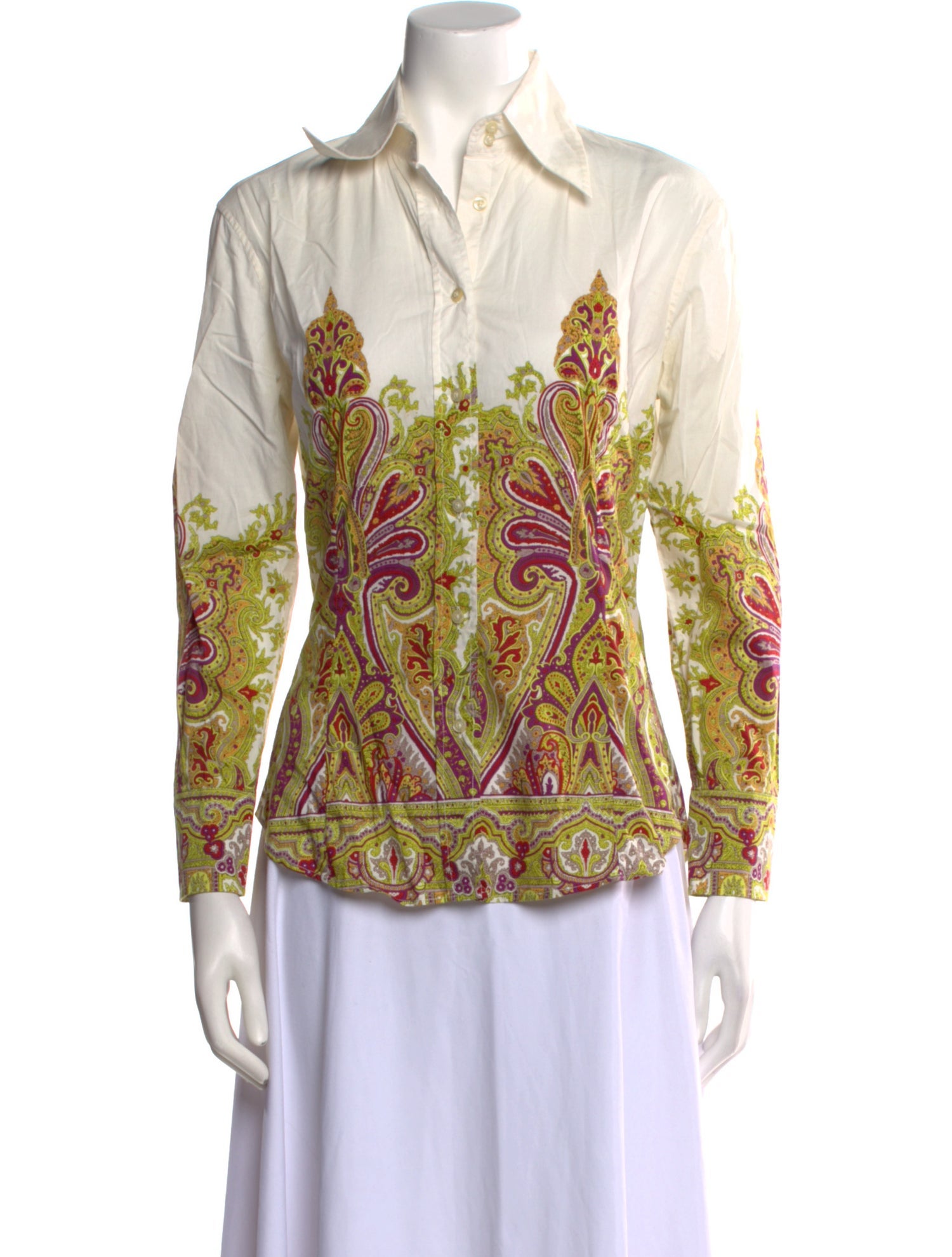 Etro Paisley Print Long Sleeve Button-Up Top