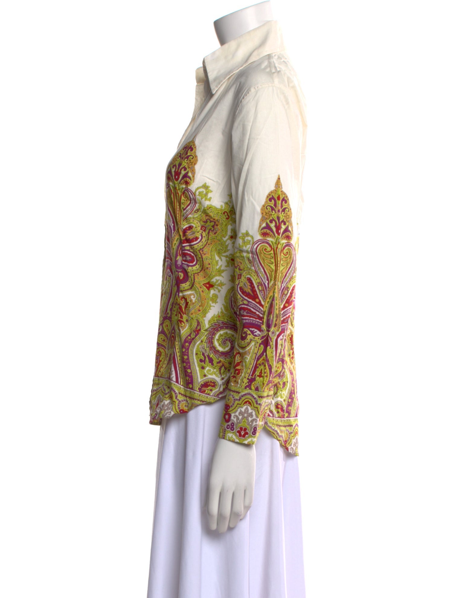 Etro Paisley Print Long Sleeve Button-Up Top