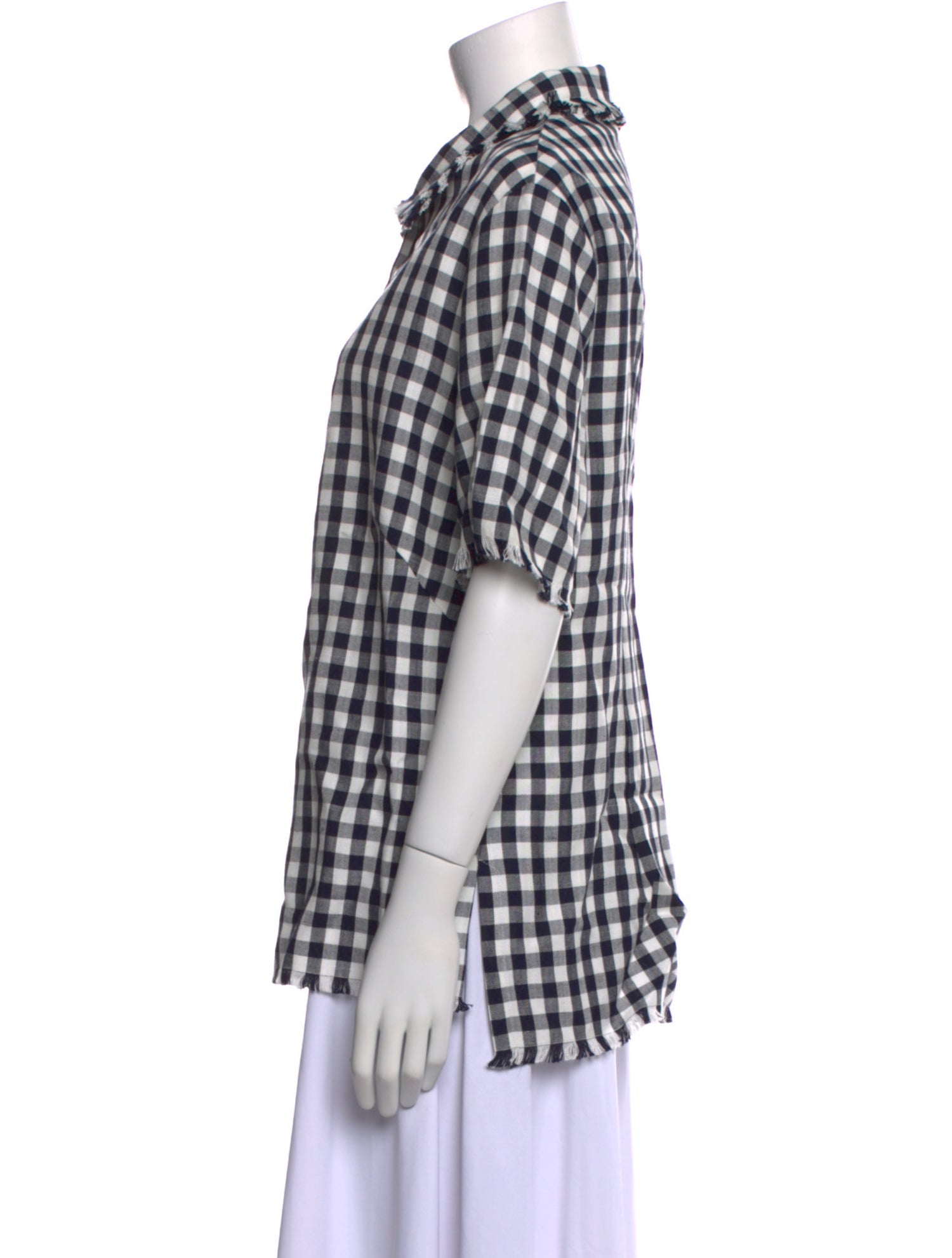 Etro Plaid Print Short Sleeve Button-Up Top