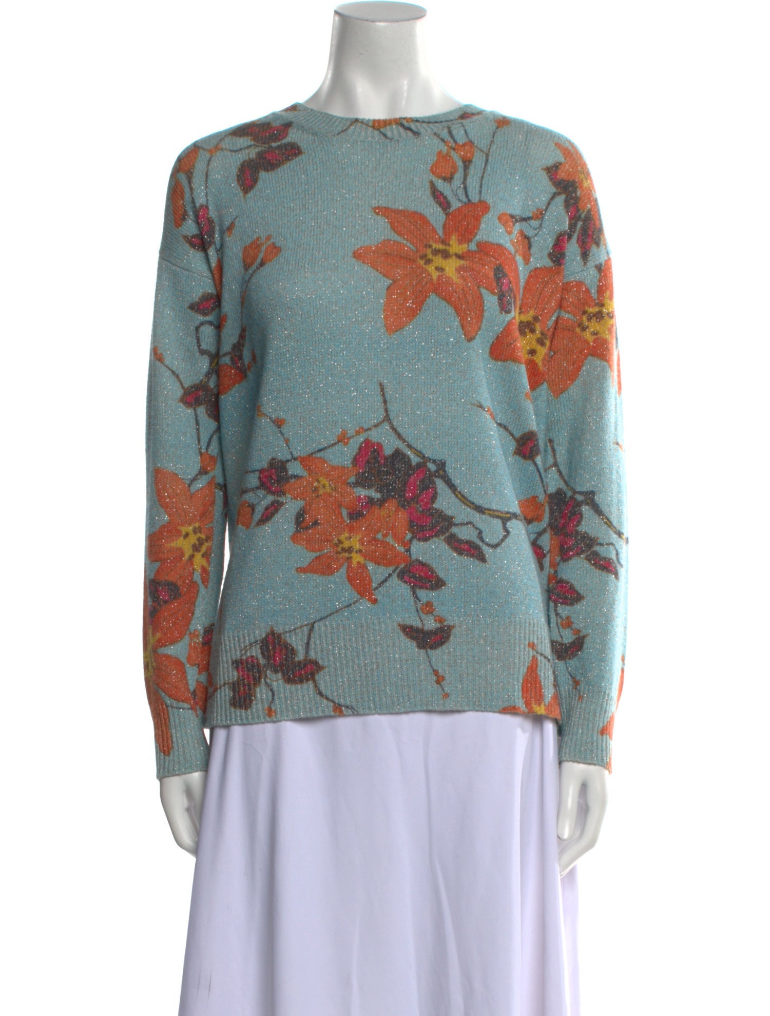 Etro Floral Print Bateau Neckline Sweater