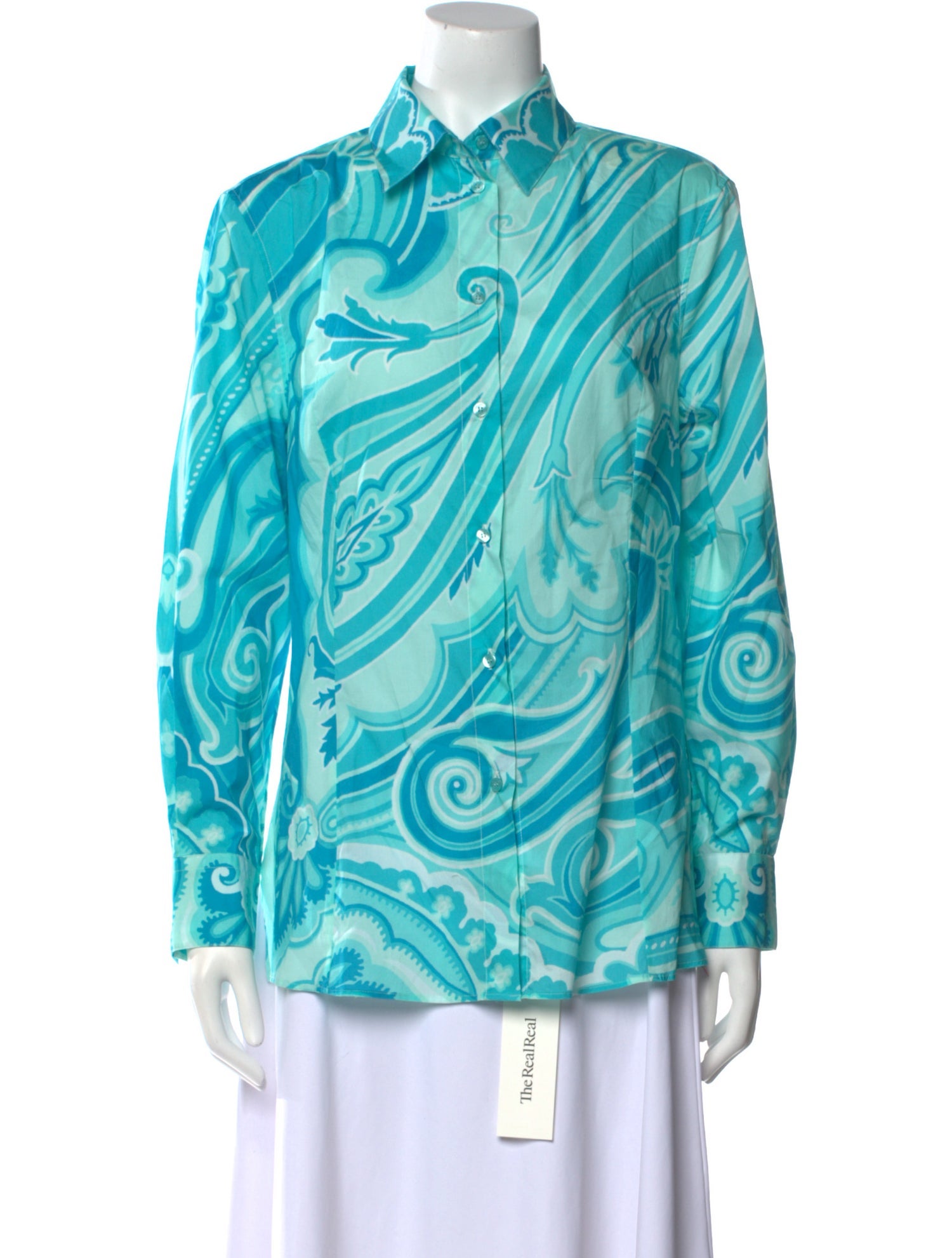 Etro Printed Long Sleeve Button-Up Top