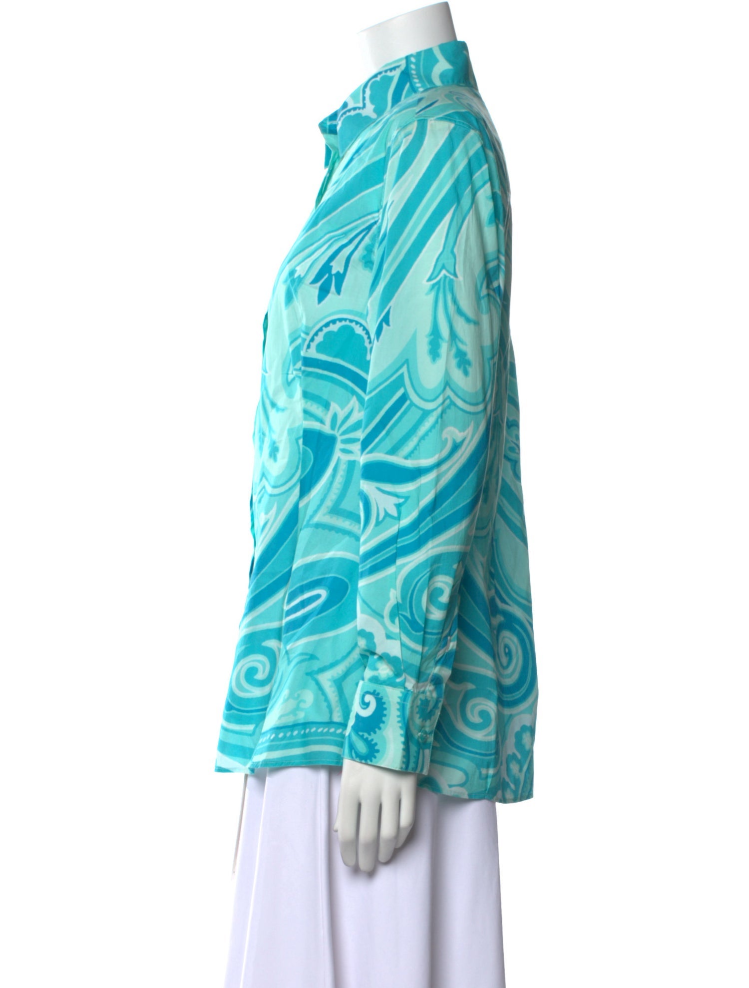 Etro Printed Long Sleeve Button-Up Top