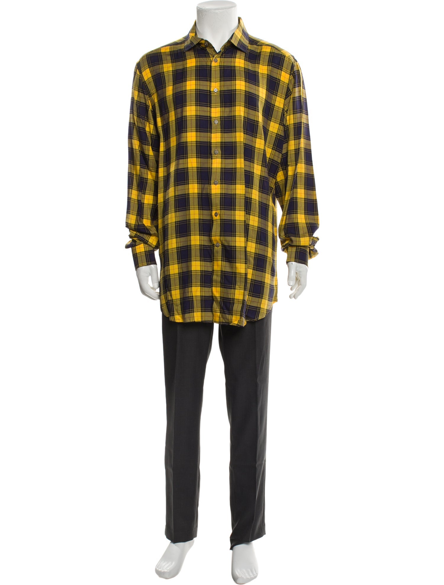 Etro Plaid Print Long Sleeve Shirt