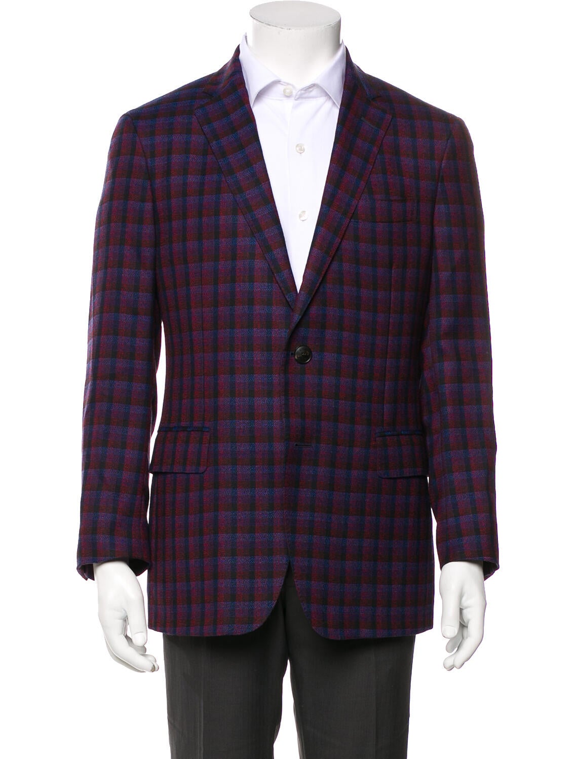 Etro Wool Plaid Print Blazer
