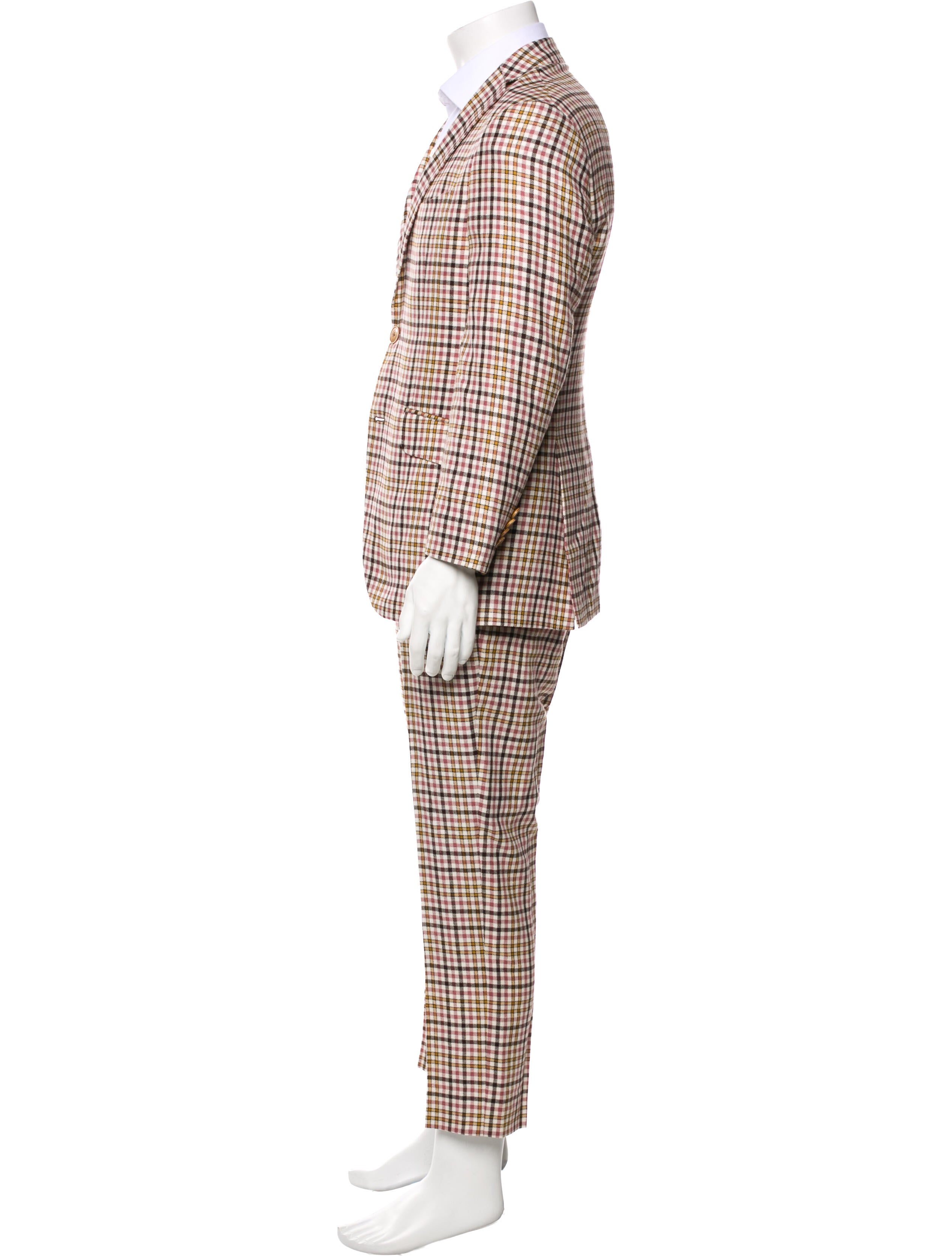 Etro Silk Plaid Print Two-Piece Suit Vest