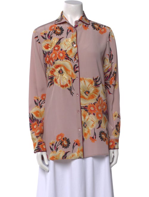 Etro Silk Floral Print Button-Up Top