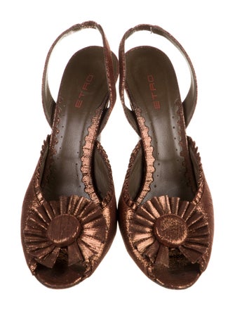 Etro Leather Patterned Slingback Sandals