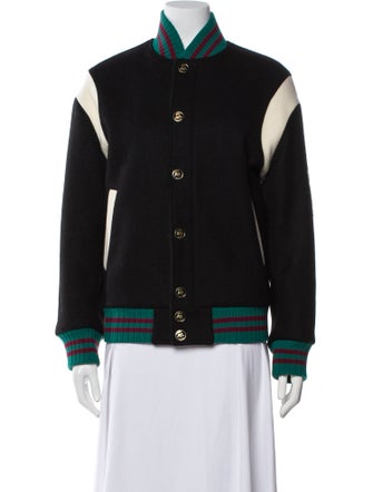 Etro Virgin Wool Colorblock Pattern Bomber Jacket