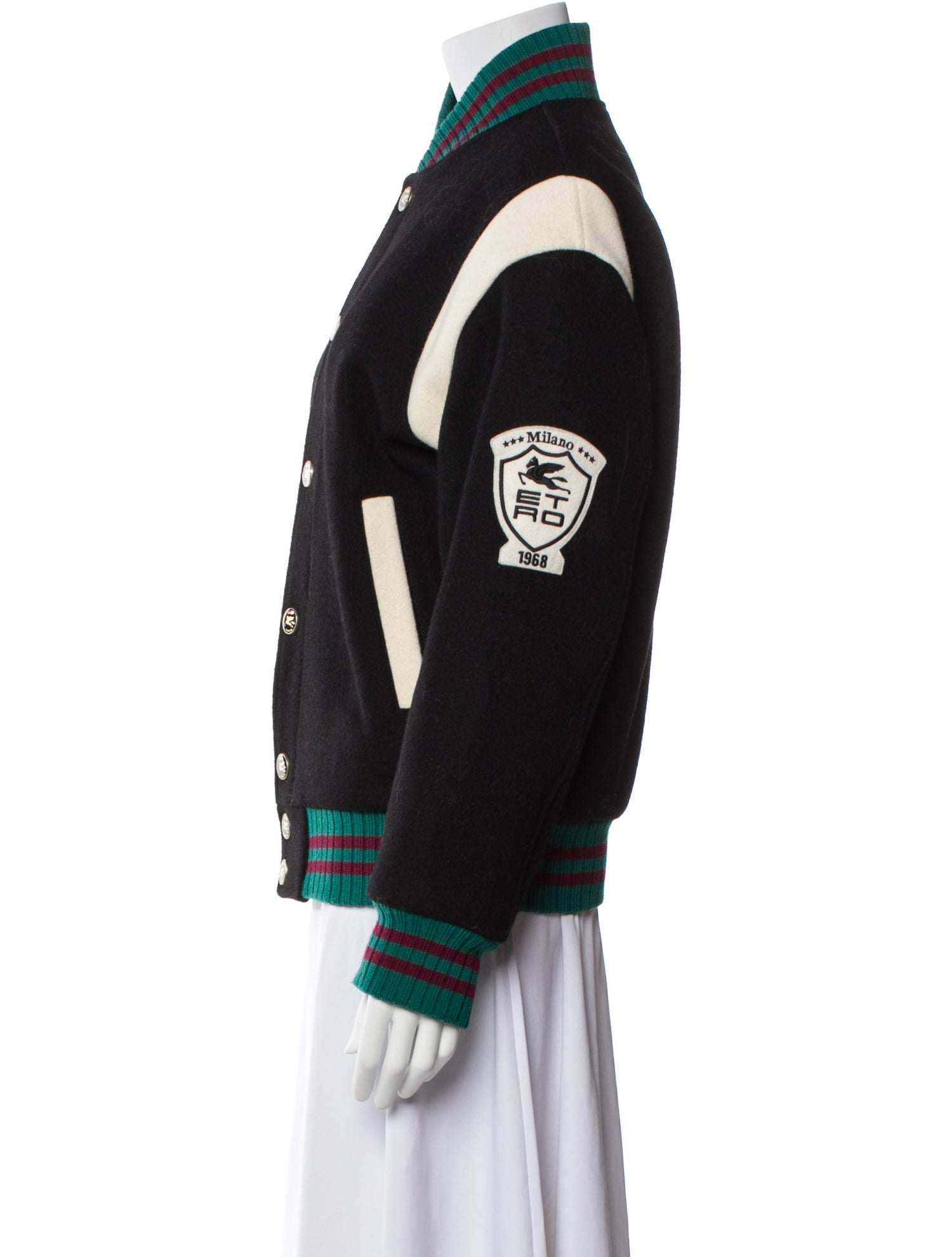 Etro Virgin Wool Colorblock Pattern Bomber Jacket