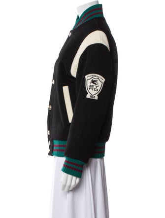 Etro Virgin Wool Colorblock Pattern Bomber Jacket