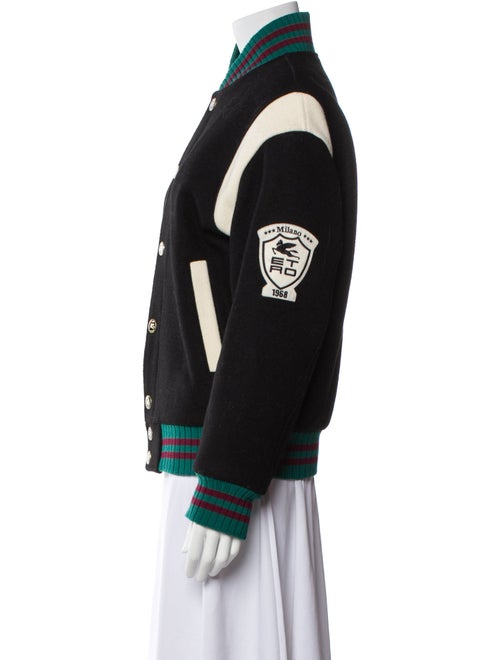 Etro Virgin Wool Colorblock Pattern Bomber Jacket