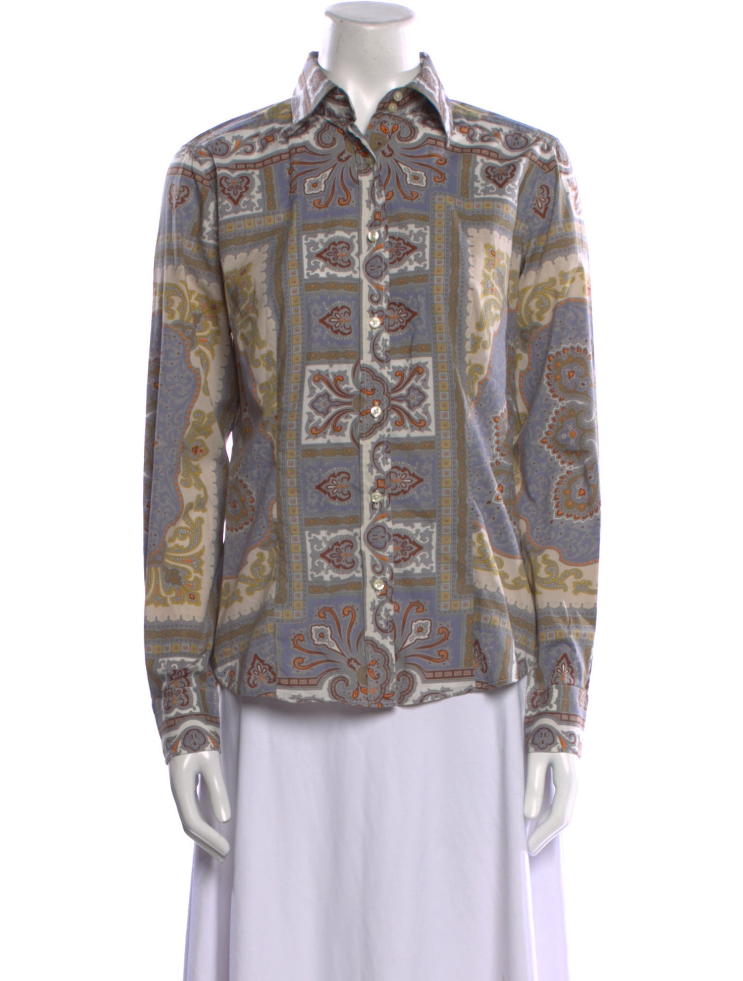 Etro Printed Long Sleeve Button-Up Top