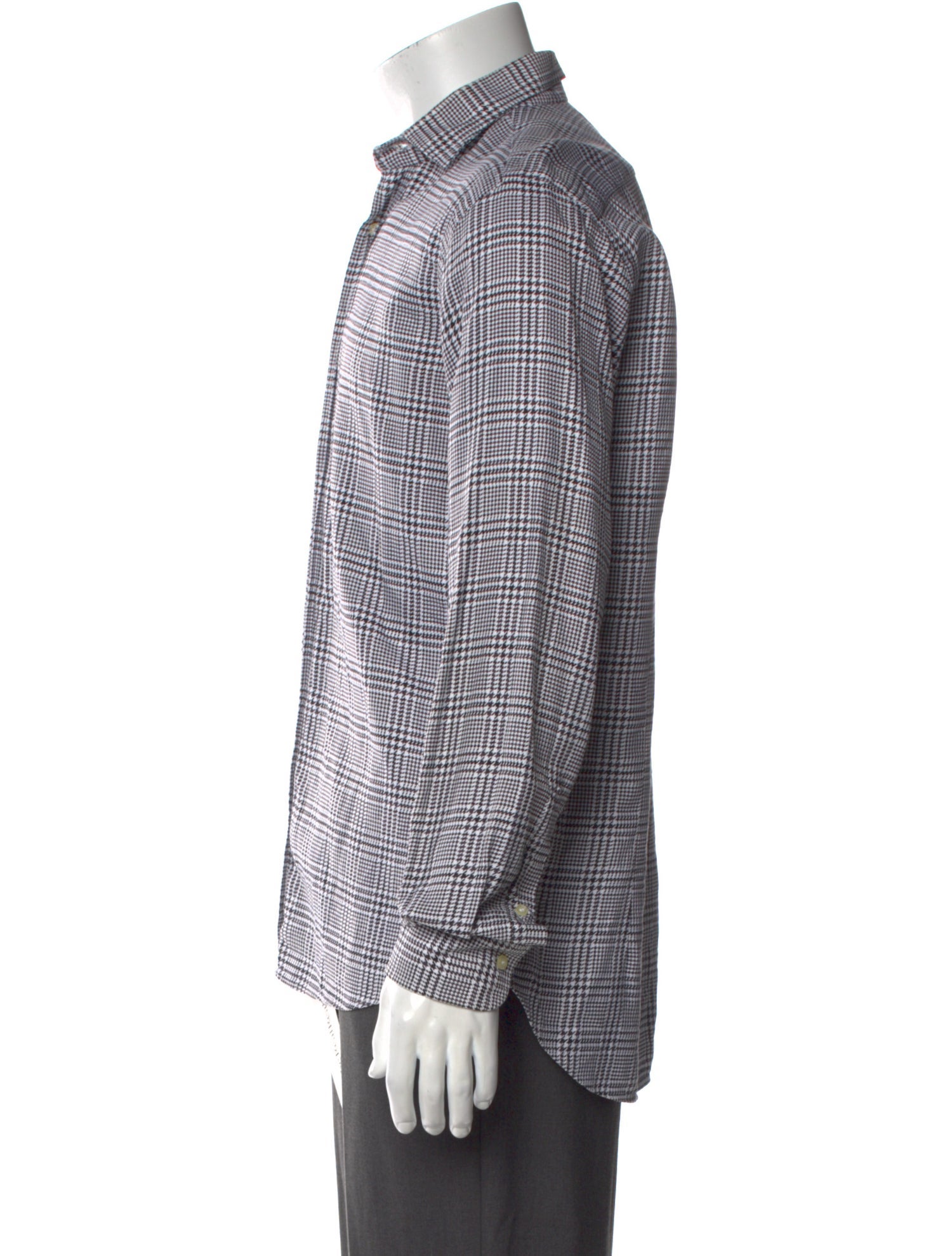 Etro Houndstooth Print Long Sleeve Dress Shirt
