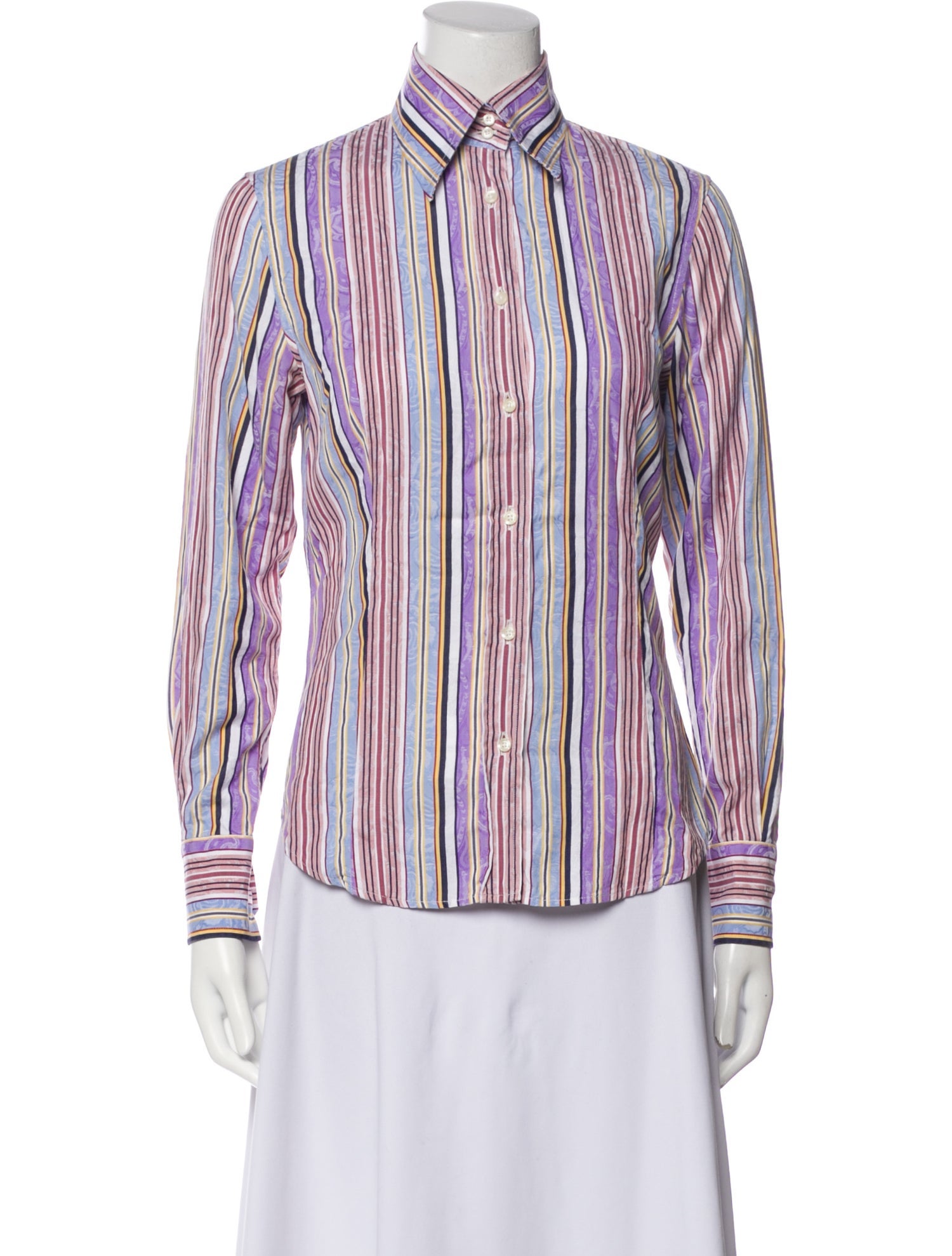 Etro Striped Long Sleeve Button-Up Top
