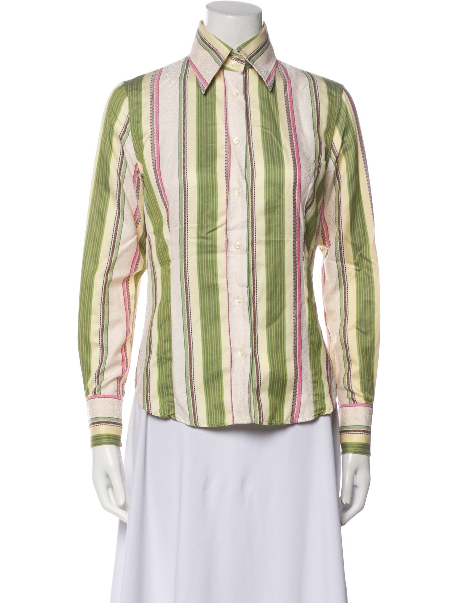 Etro Striped Long Sleeve Button-Up Top