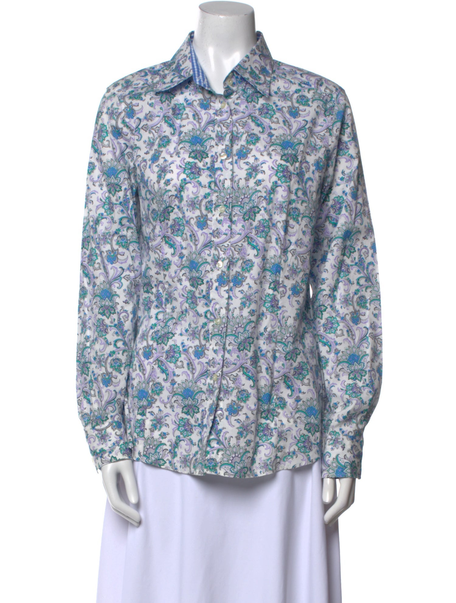Etro Floral Print Long Sleeve Button-Up Top