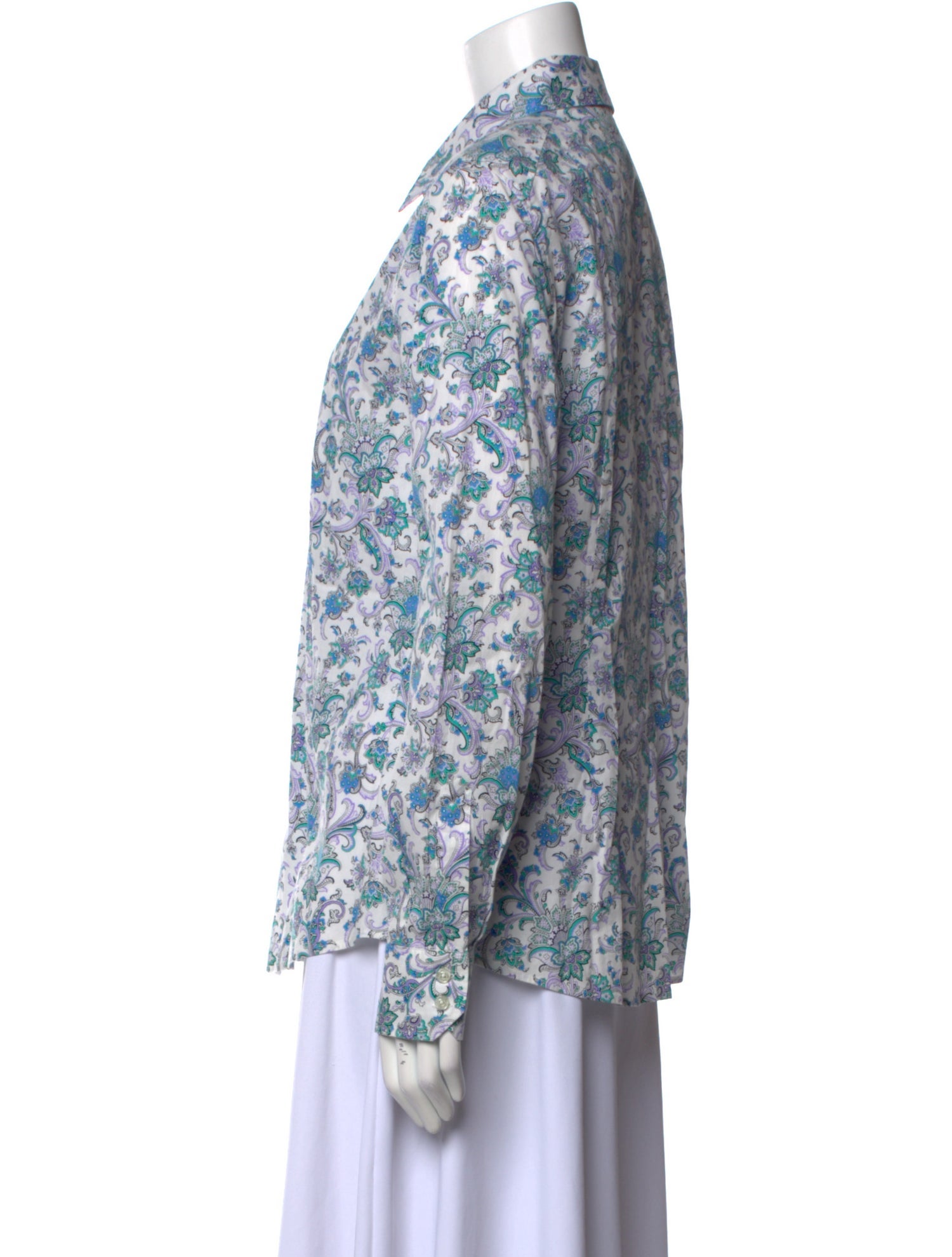 Etro Floral Print Long Sleeve Button-Up Top