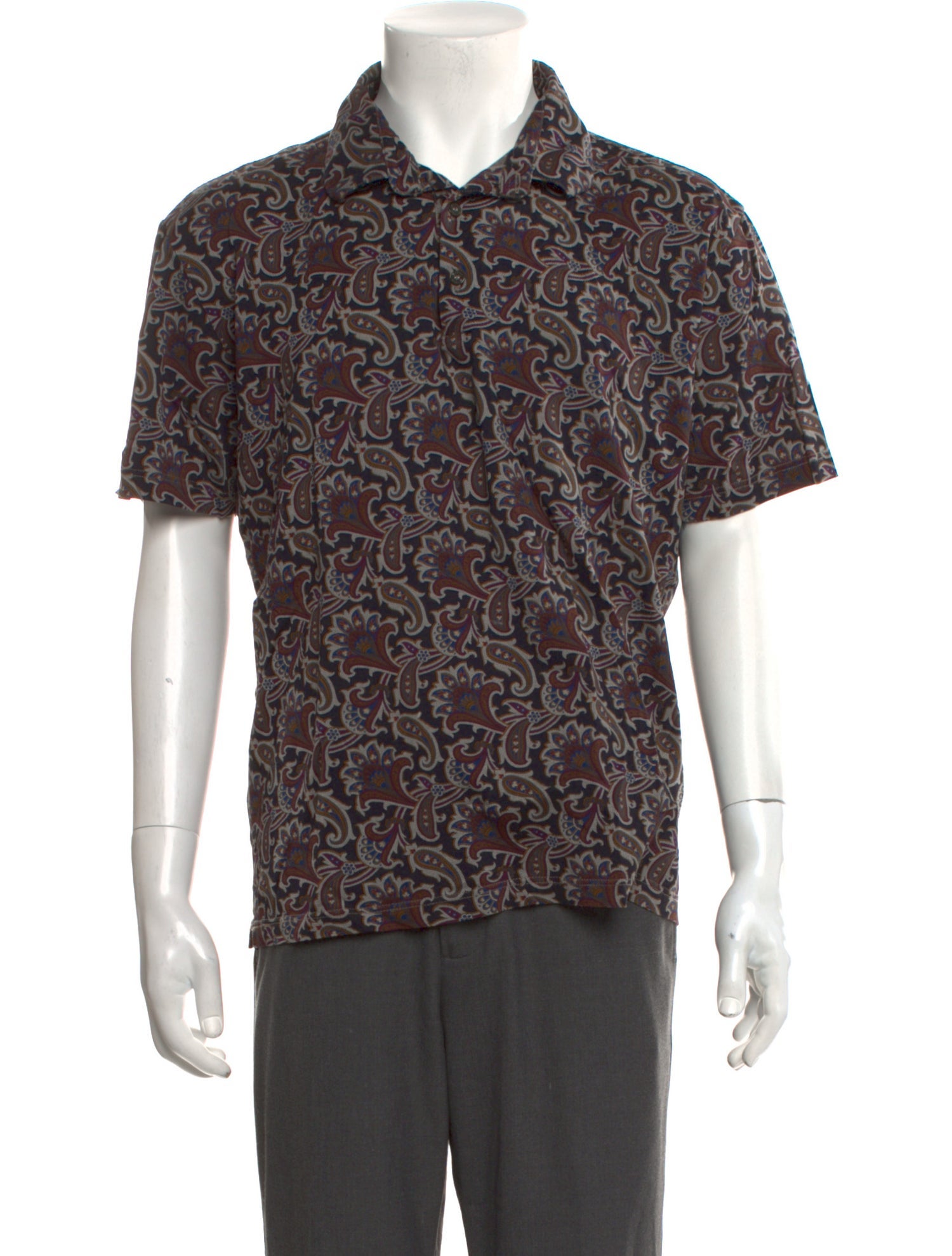 Etro Paisley Print Collar Polo Shirt