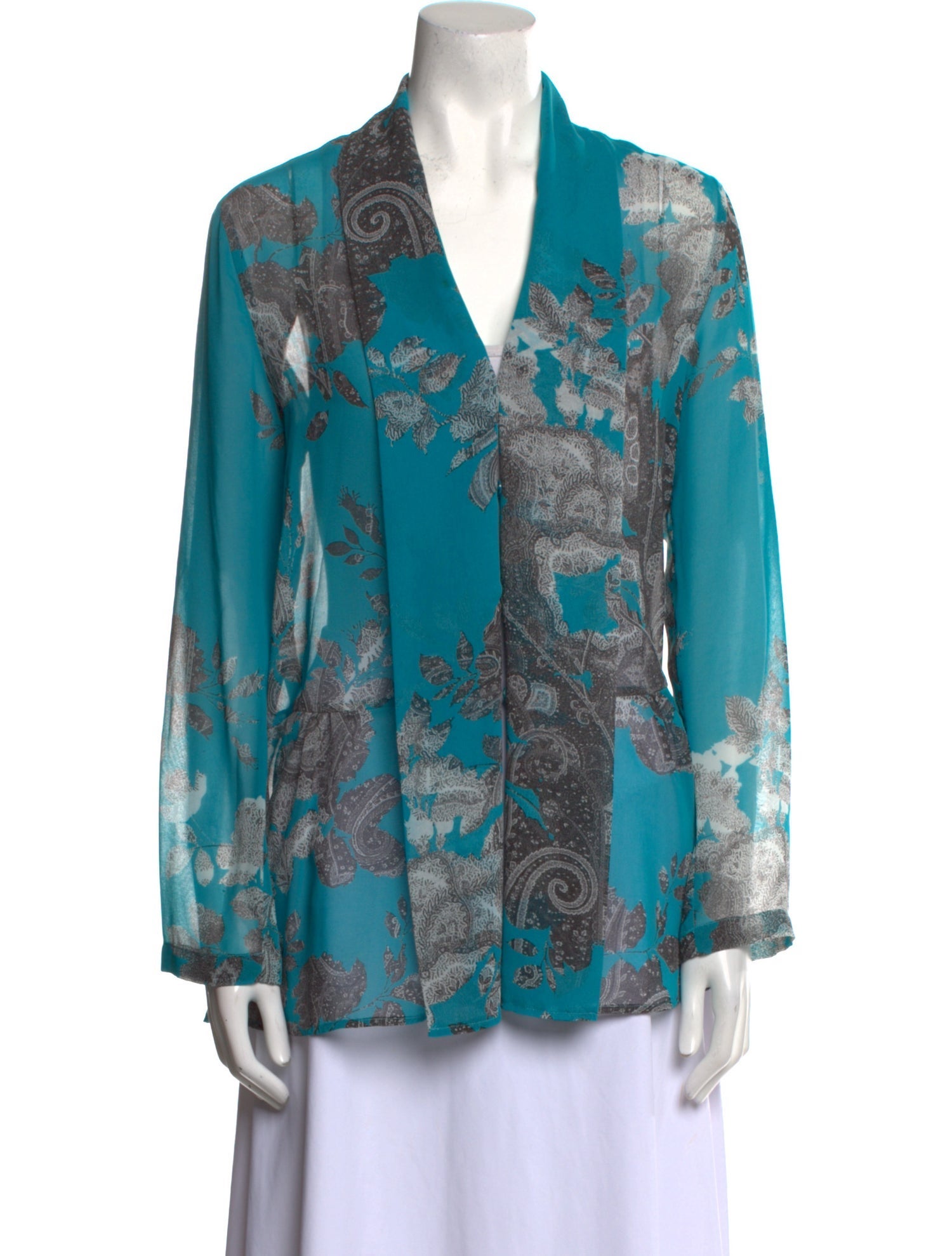 Etro Floral Print V-Neck Blouse
