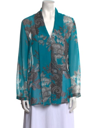 Etro Floral Print V-Neck Blouse