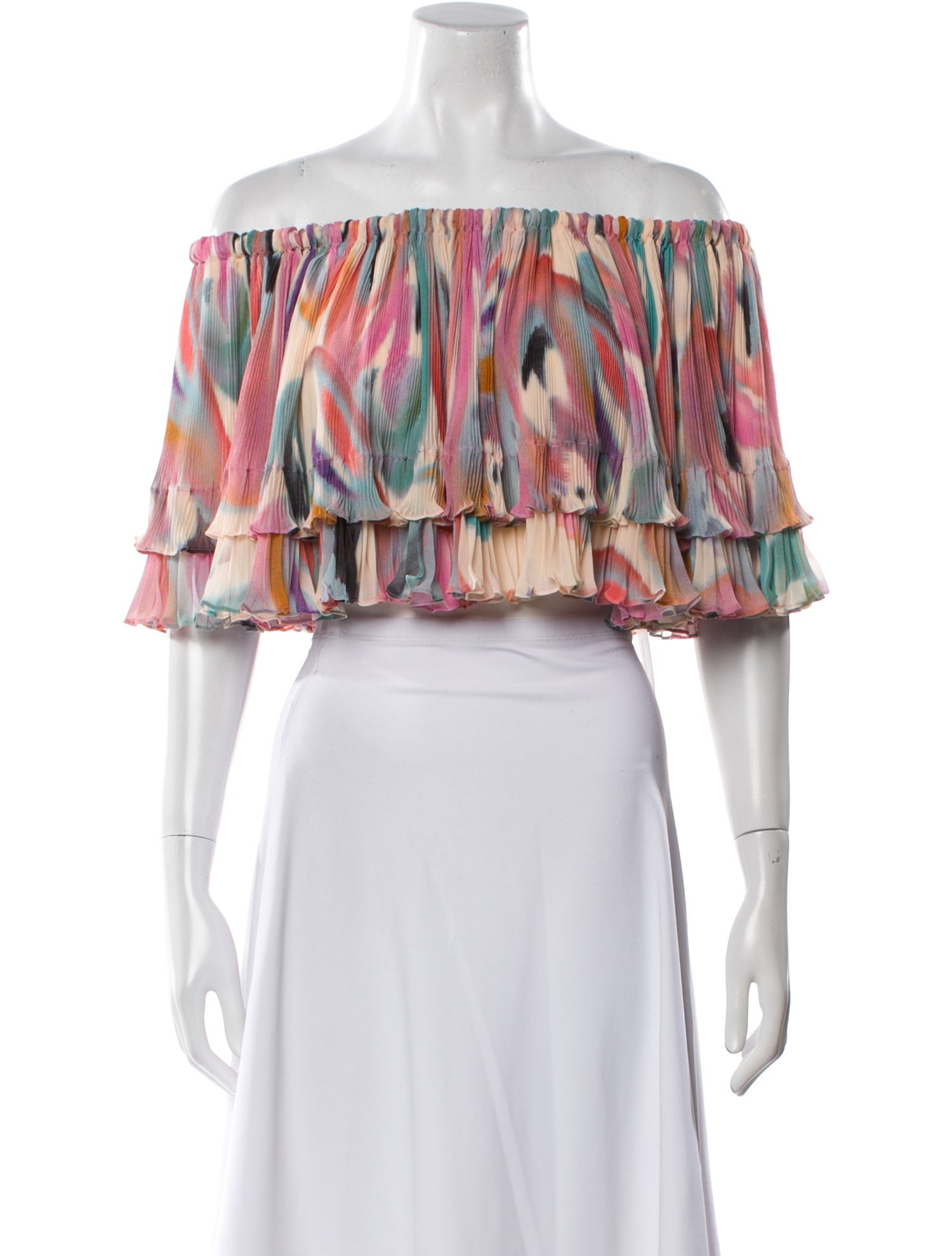 Etro Printed Off-The-Shoulder Crop Top
