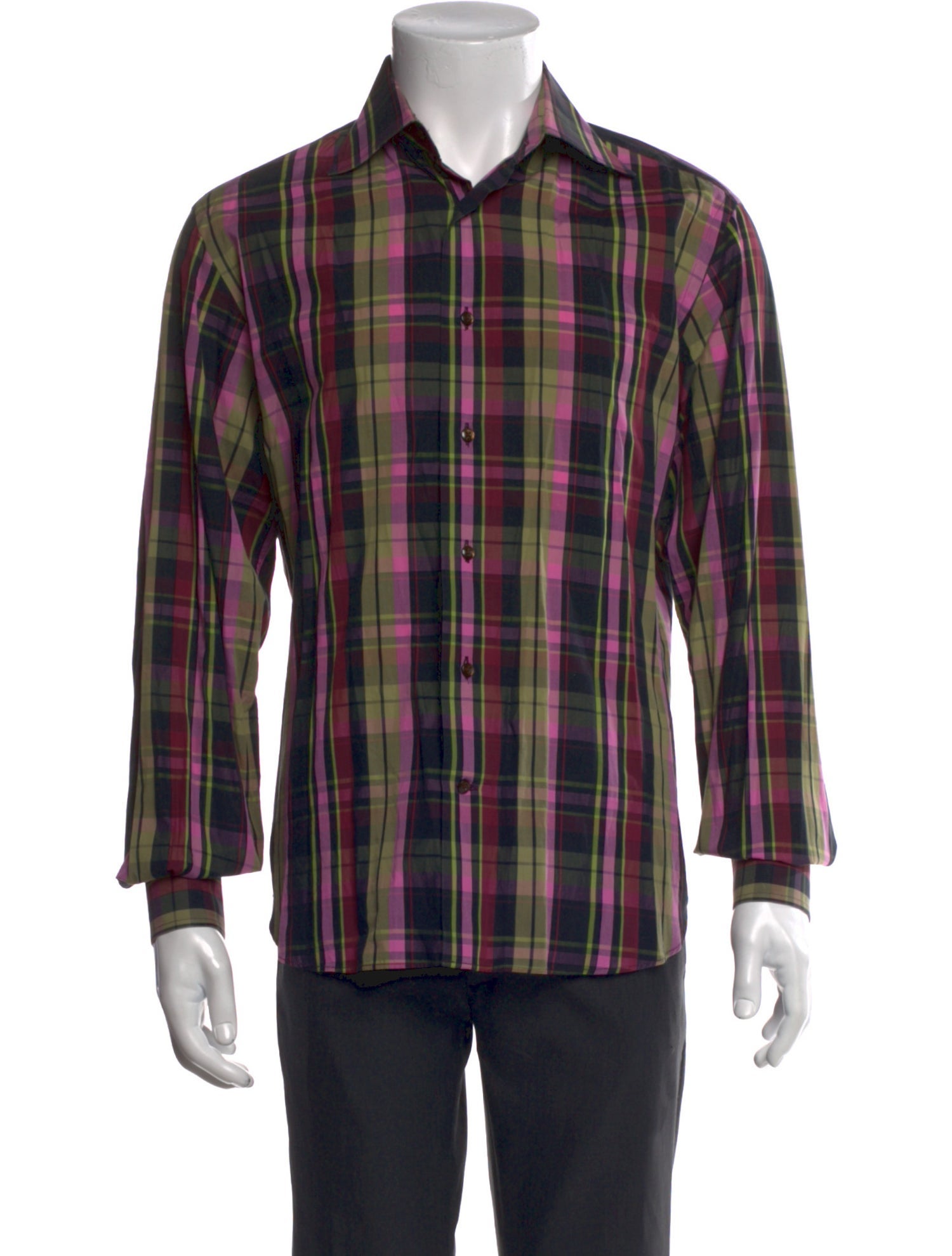 Etro Plaid Print Long Sleeve Shirt