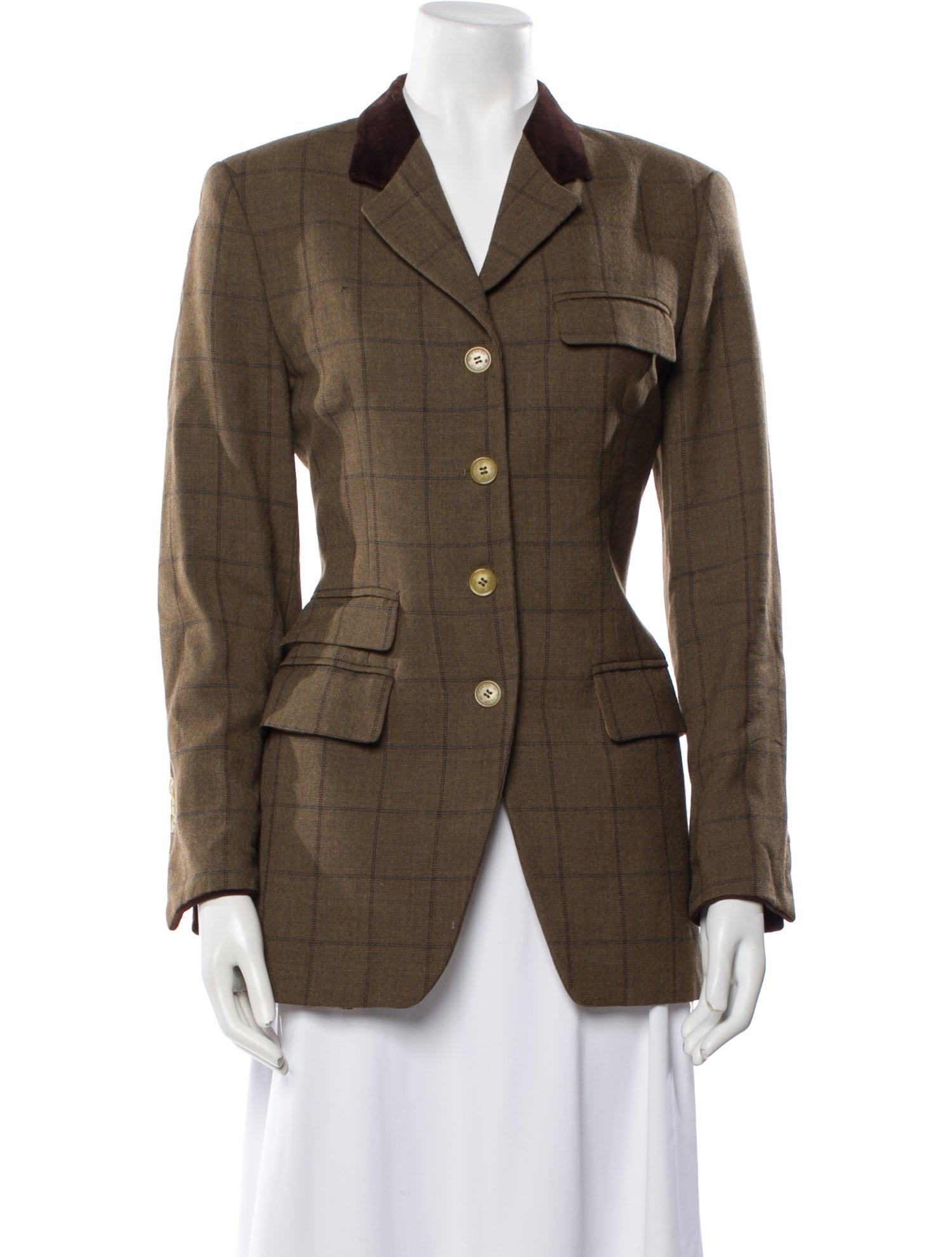 Etro Wool Plaid Print Blazer