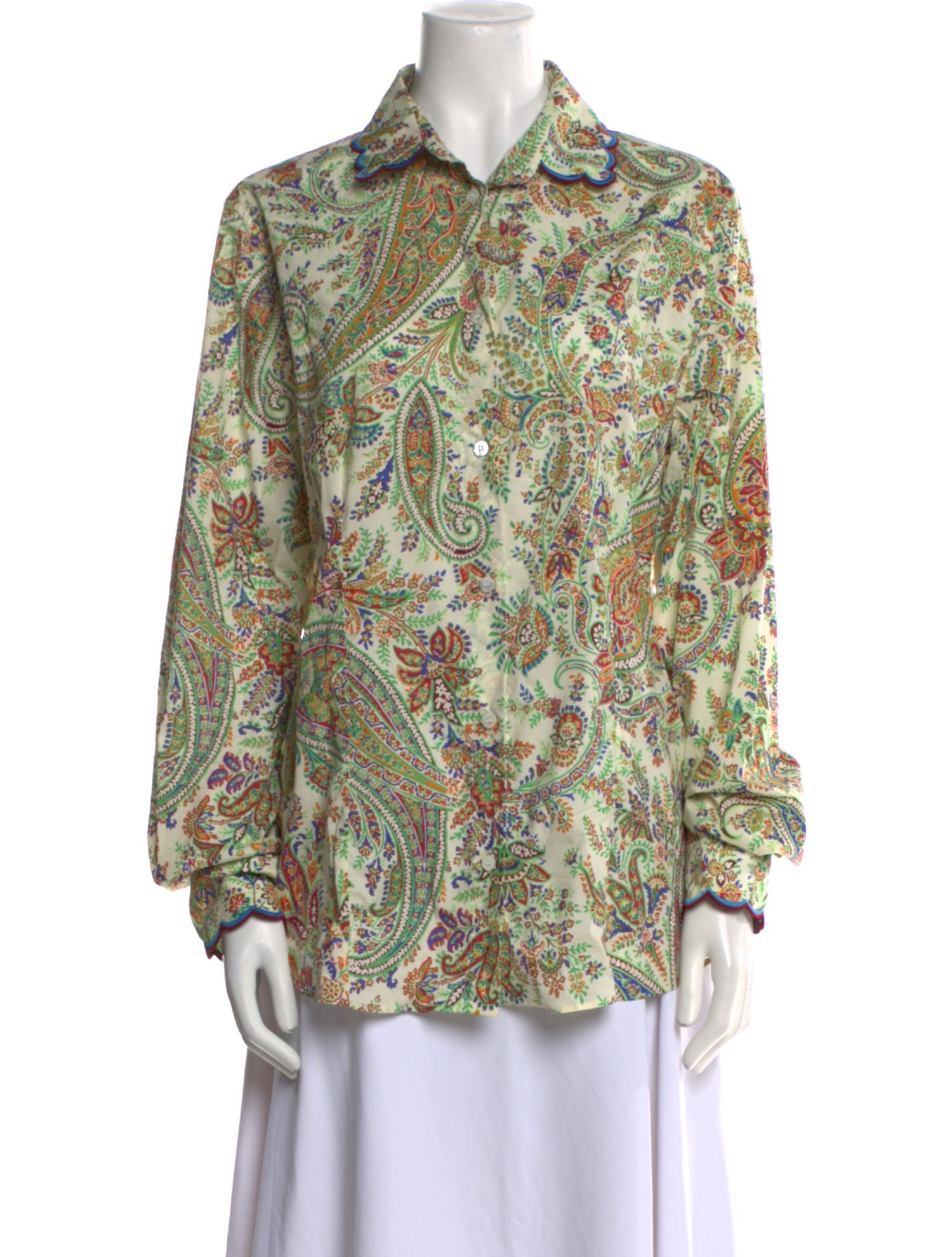 Etro Paisley Print Long Sleeve Button-Up Top