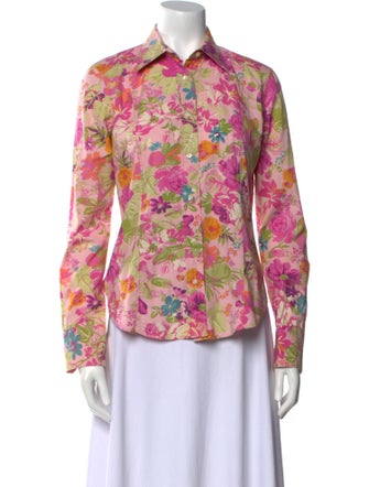 Etro Floral Print Long Sleeve Button-Up Top