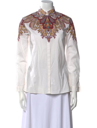 Etro Printed Mock Neck Button-Up Top