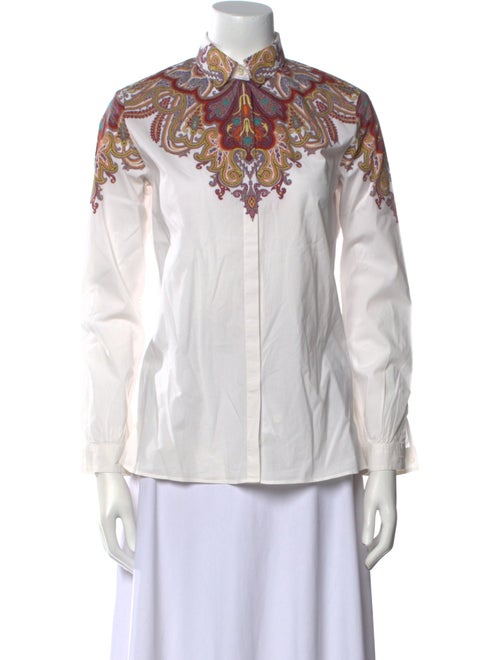 Etro Printed Mock Neck Button-Up Top