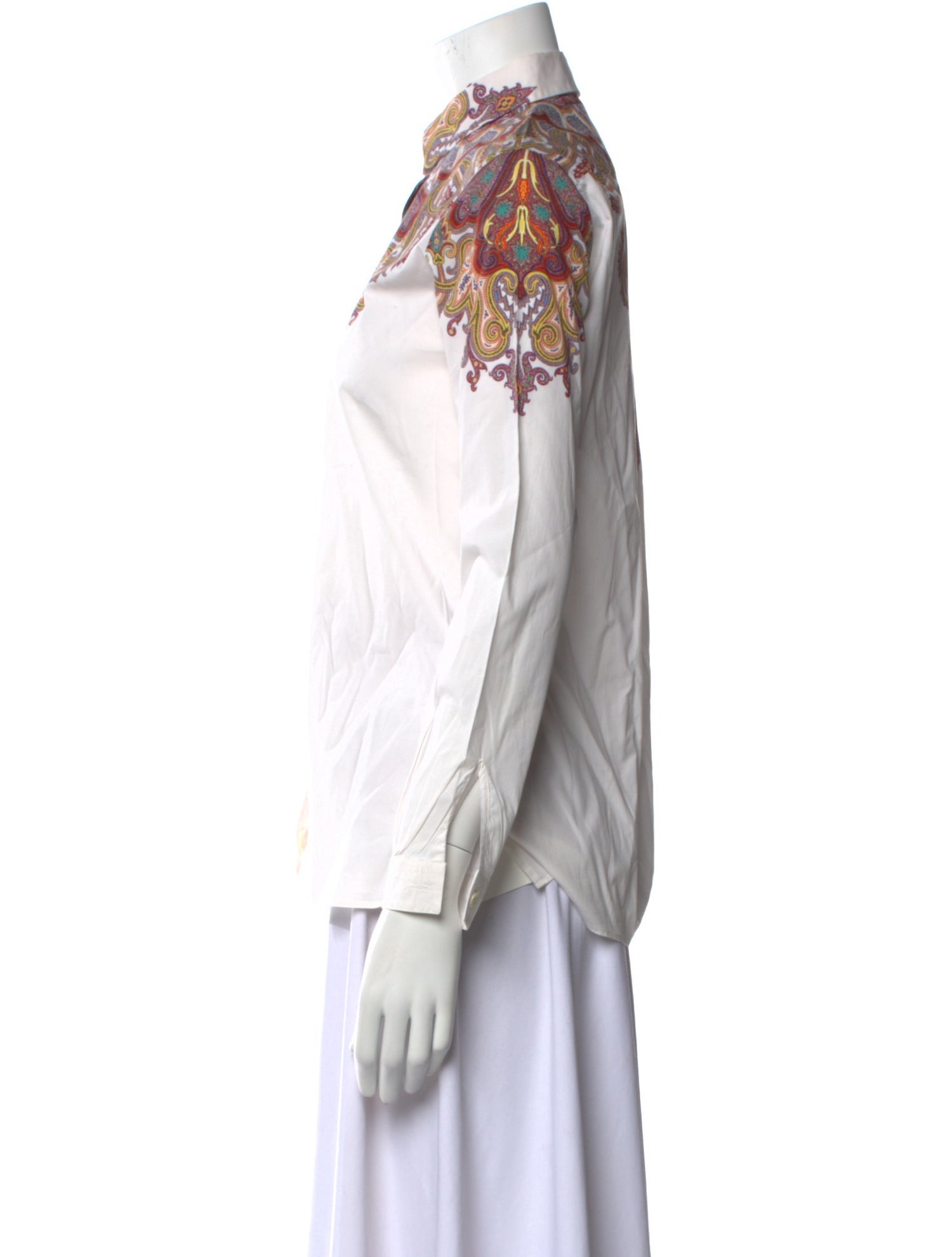 Etro Printed Mock Neck Button-Up Top