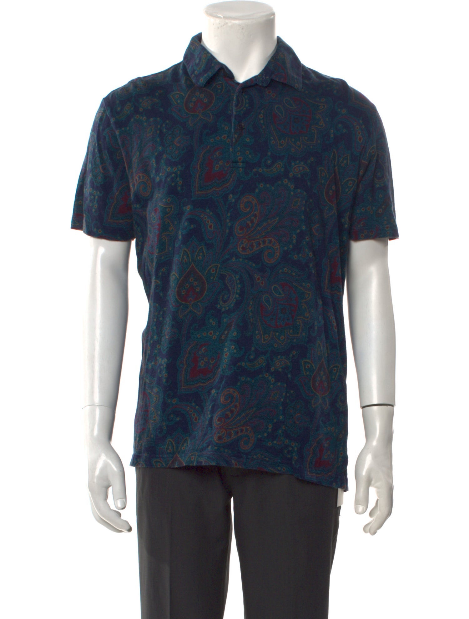 Etro Paisley Print Collar Polo Shirt