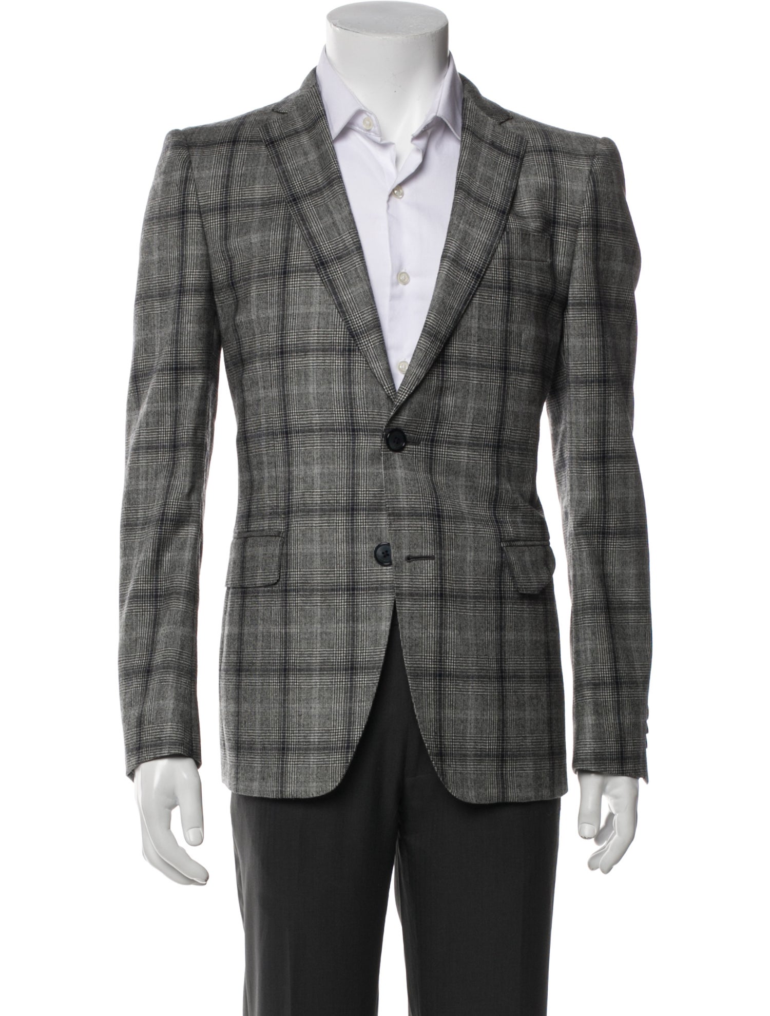 Etro Wool Plaid Print Blazer