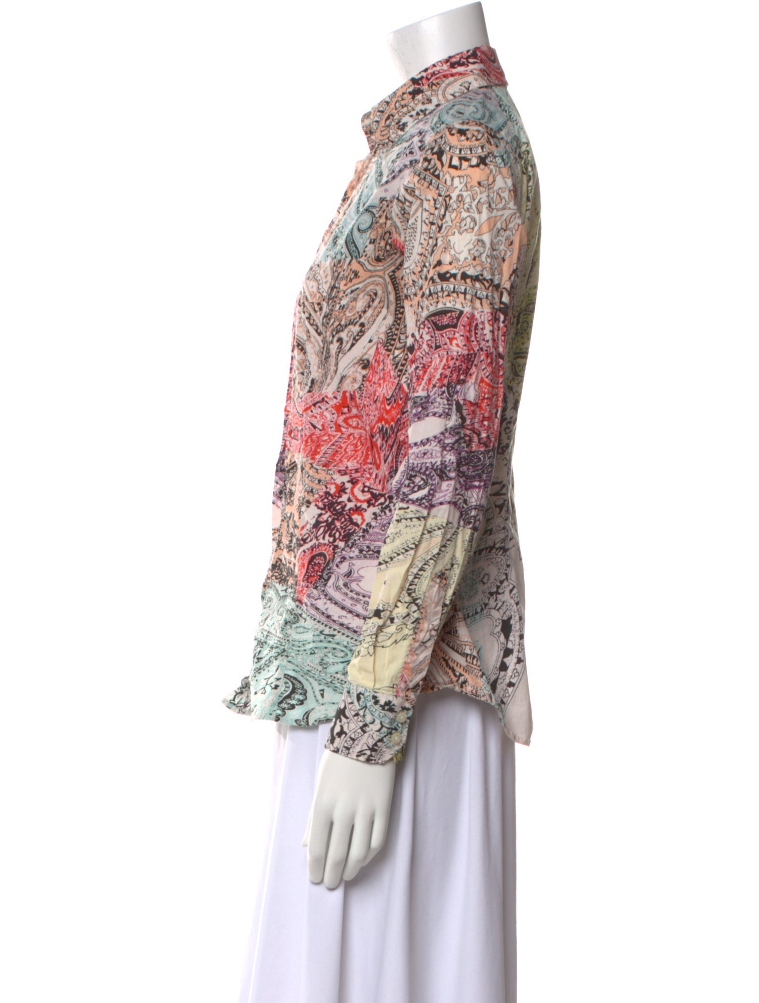 Etro Paisley Print Long Sleeve Button-Up Top