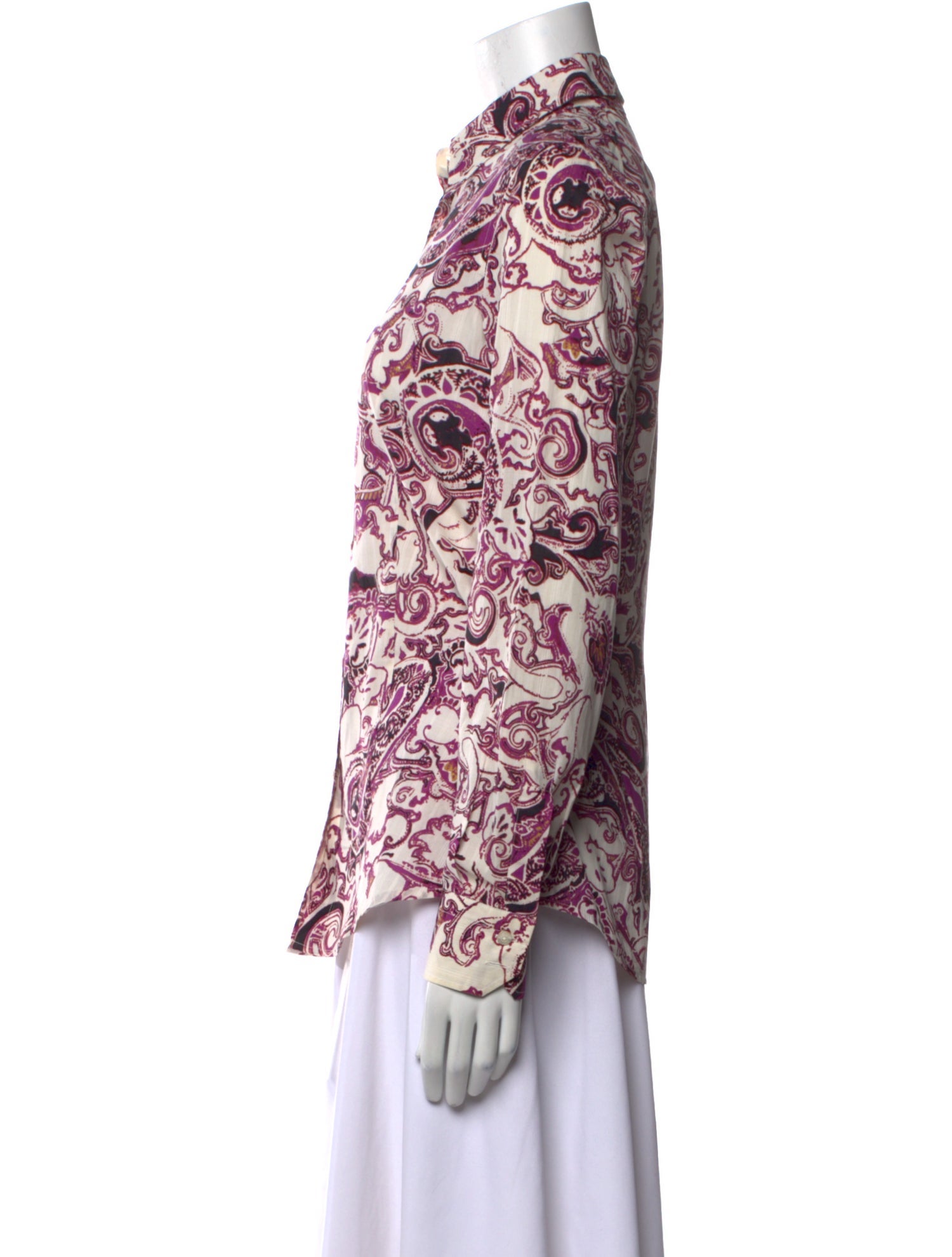 Etro Paisley Print Long Sleeve Button-Up Top