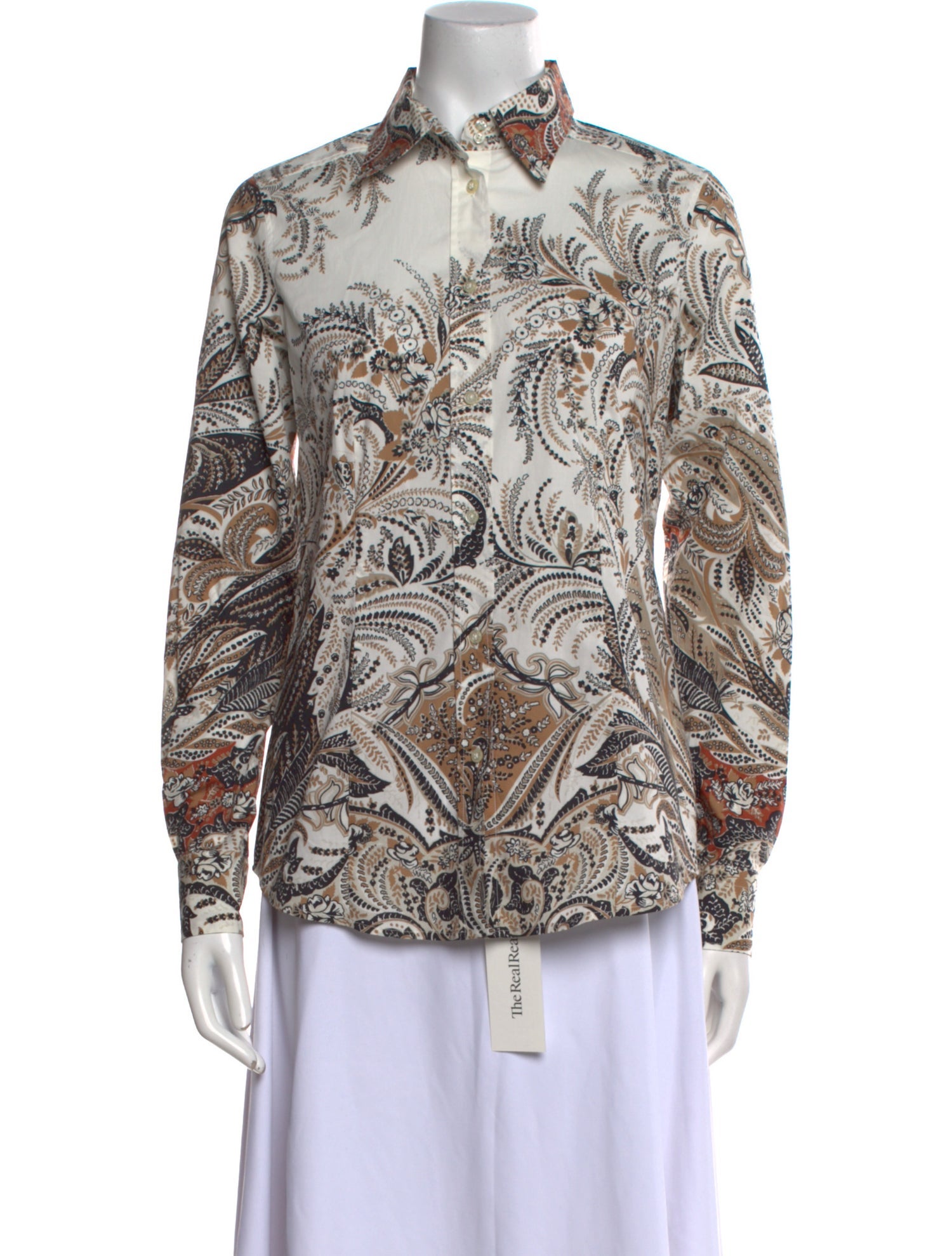 Etro Printed Long Sleeve Button-Up Top