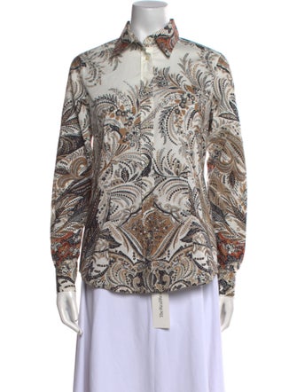Etro Printed Long Sleeve Button-Up Top