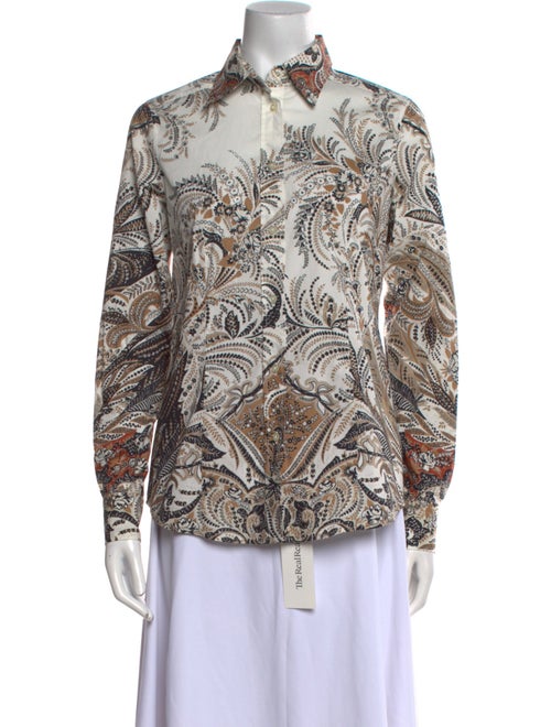 Etro Printed Long Sleeve Button-Up Top