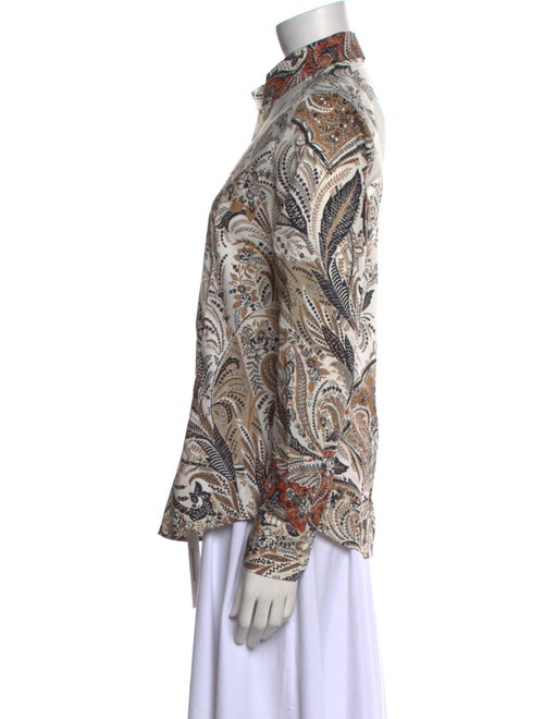 Etro Printed Long Sleeve Button-Up Top