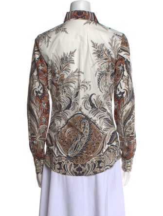 Etro Printed Long Sleeve Button-Up Top