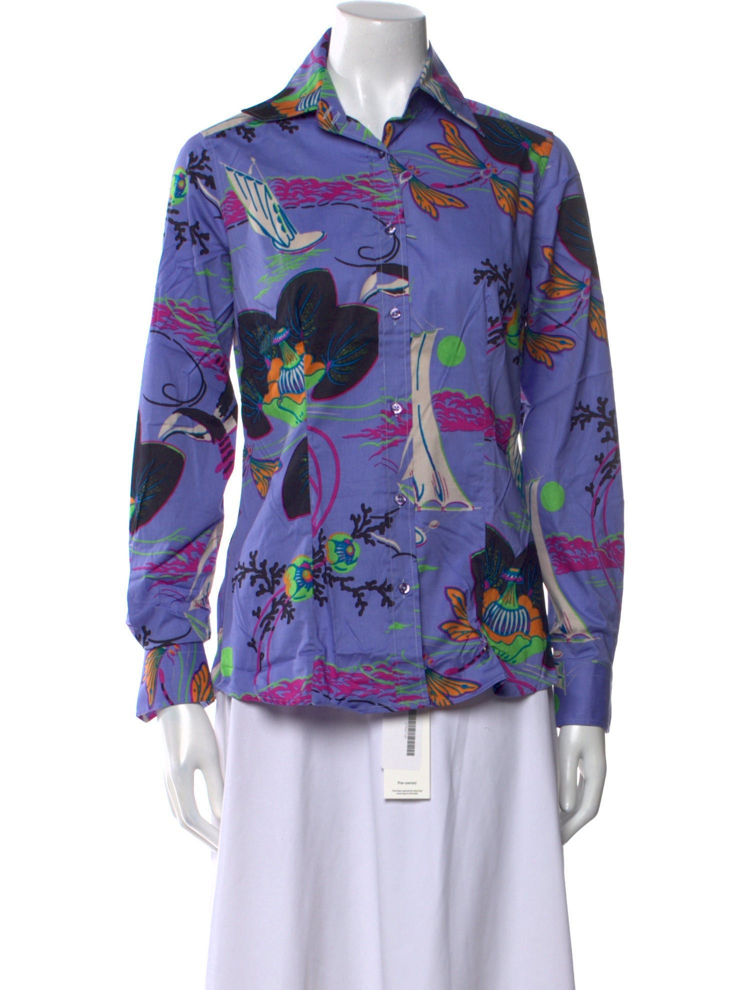 Etro Printed Long Sleeve Button-Up Top