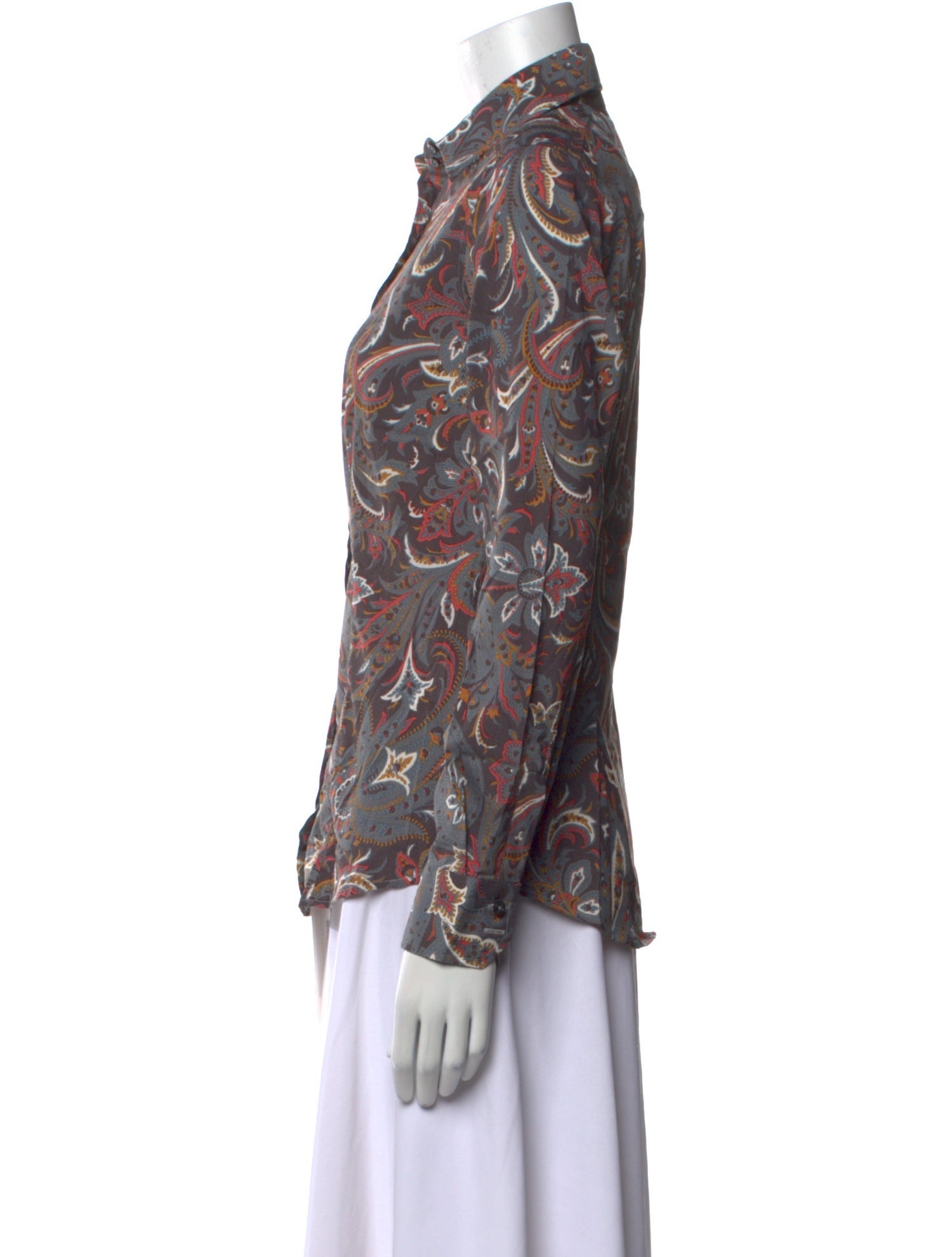 Etro Paisley Print Long Sleeve Button-Up Top