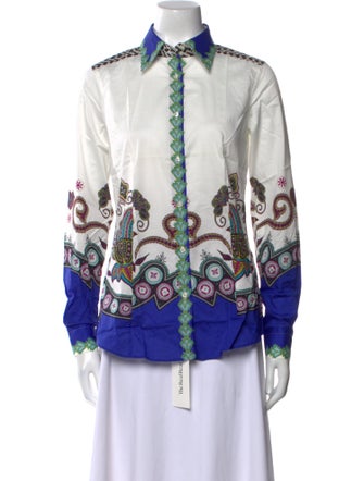 Etro Printed Long Sleeve Button-Up Top