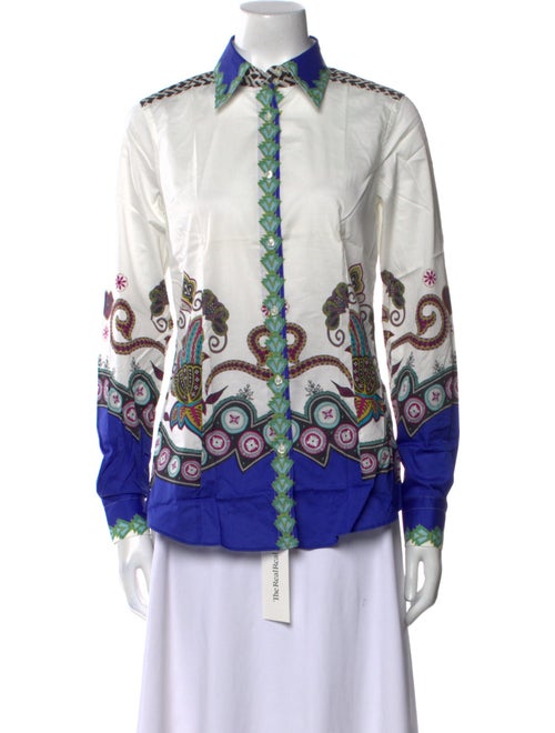 Etro Printed Long Sleeve Button-Up Top