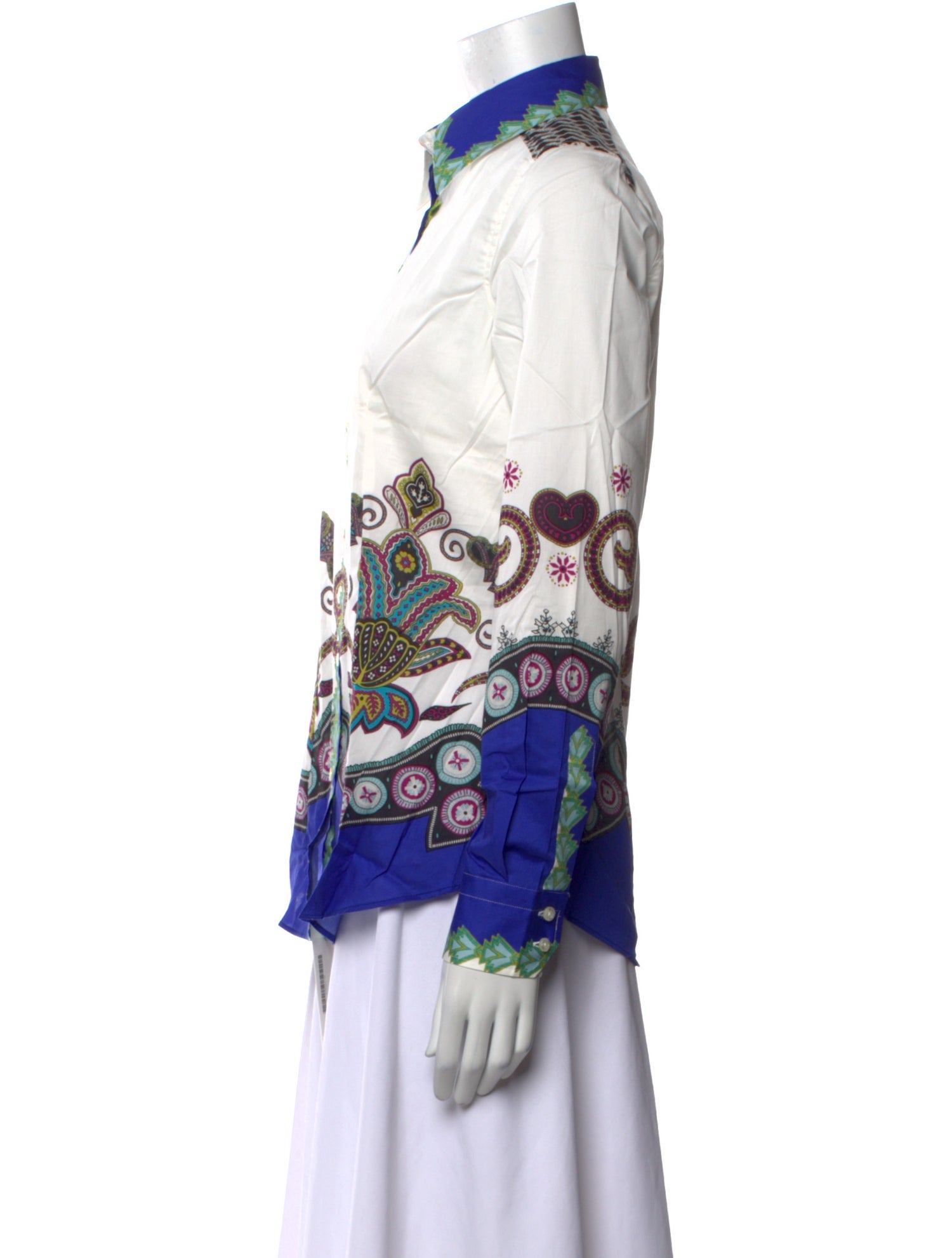 Etro Printed Long Sleeve Button-Up Top